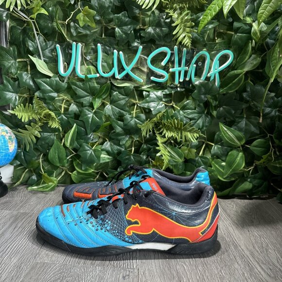 MENS PUMA POWERCAT 4.12 SALA BLUE INDOOR SOCCER SHOES SIZE 11 main image 6